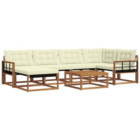 Set di divani da esterno con cuscino 19 pcs Naturale e Crema - Foto 1