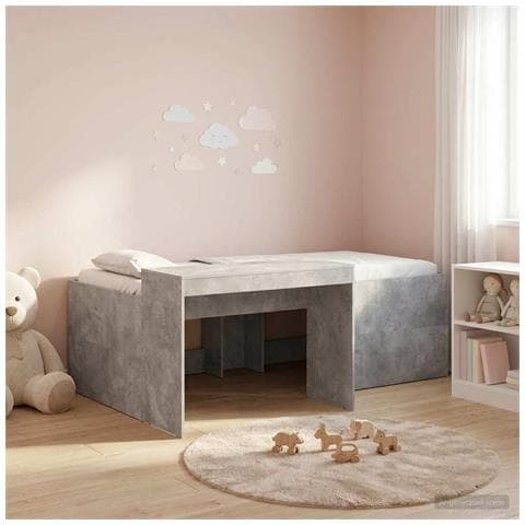 Letto alto per bambini con scrivania Grigio Cemento 75 x 190 cm - Foto 2