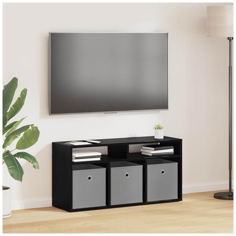 Lowboard con cassetto Rovere Nero 87 x 27,5 x 43 cm - Foto 2