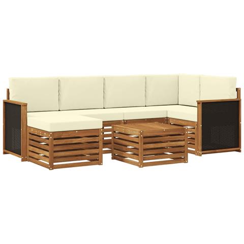 Set divano sezionale con cuscino 6 pcs Naturale e Crema - Foto 1