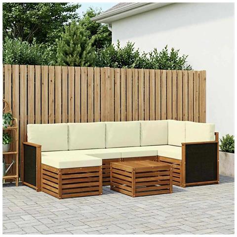 Set divano sezionale con cuscino 6 pcs Naturale e Crema - Foto 2