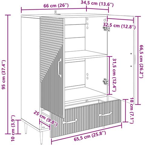 Credenza Bianco 66 x 34,5 x 95 cm Legno ingegnerizzato - Foto 9
