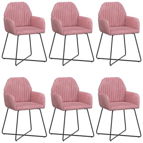 Sedie da pranzo 6 pcs Velluto (V) Rosa 55 x 50 x 84 cm - Foto 1