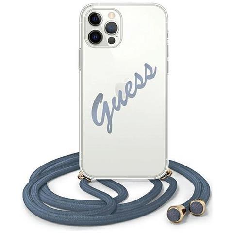 Guess Guhcp12lcrtvsbl Custodia Iphone 12 Pro Max 6,7 Blu /blu Script Vintage - Foto 1