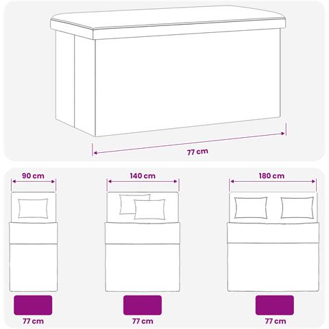 Panchina di stoccaggio pieghevole Bianco PVC - Foto 9