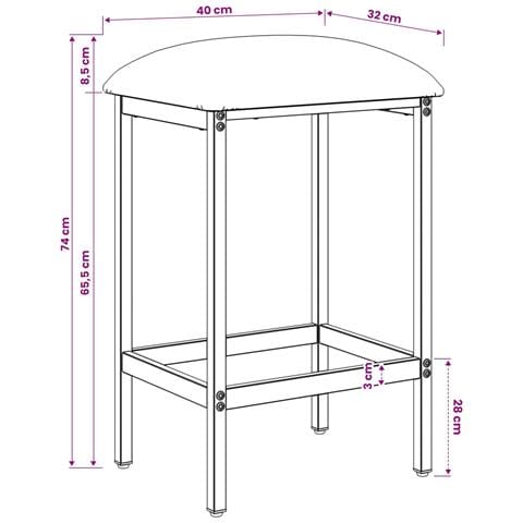 Sgabello da bar Nero 40 x 32 x 74 cm Legno ingegnerizzato - Foto 7