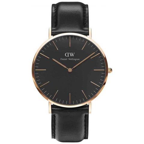 Orologio Da Polso Classic Black Sheffield Quadrante Nero Cassa Rose Gold Cinturino In Pelle 40mm - Foto 4