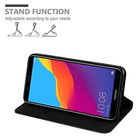 Custodia Compatibile Con Honor 7c In Nero Di Notte - Coperchio Protettiva Con Chiusura Magnetica, Funzione Stand E Tasca Per Le Carte - Foto 2