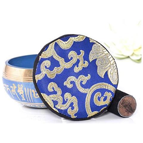Silenzioso Mente Tazza Tibetana Cantante Set Colore Blue Design Con Doppio Superficie Mallet E Seta Cuscino Promuove La Pace Chakra Healing E Mindfulness Regalo Exquisite - Foto 4