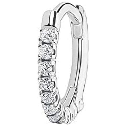 Orecchini A Cerchio Da Donna, In Argento Sterling 925, Con Pietre Bianche, Chiusura A Clip - Foto 1