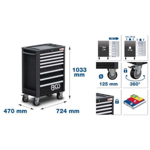 Carrello Da Officina A 8 Cassetti - 234 Strumenti - 4113 - Foto 2