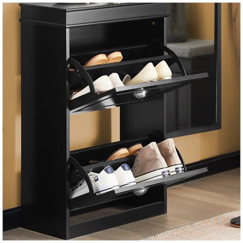Serie Bianche Di Scarpiere Moderne Nero 54x24x83cm 2 Ante 0 Cuscino Fsr78-sch - Foto 5