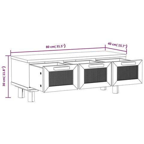 Tavolino Nero 80x40x30 Cm Legno Multistrato E Massello Di Pino - Foto 2