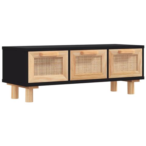 Tavolino Nero 80x40x30 Cm Legno Multistrato E Massello Di Pino - Foto 1