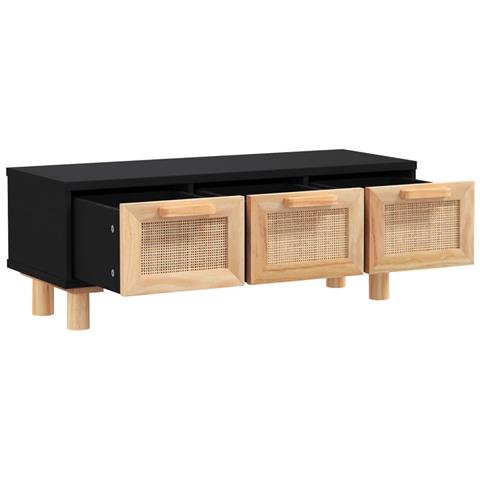 Tavolino Nero 80x40x30 Cm Legno Multistrato E Massello Di Pino - Foto 7