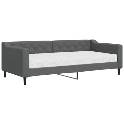 Divano Letto Con Materasso Grigio Scuro 90x200 Cm In Tessuto - Foto 1