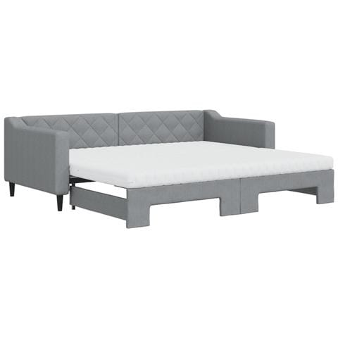 Divano Letto Estraibile Materassi Grigio Chiaro 90x200 Tessuto - Foto 1