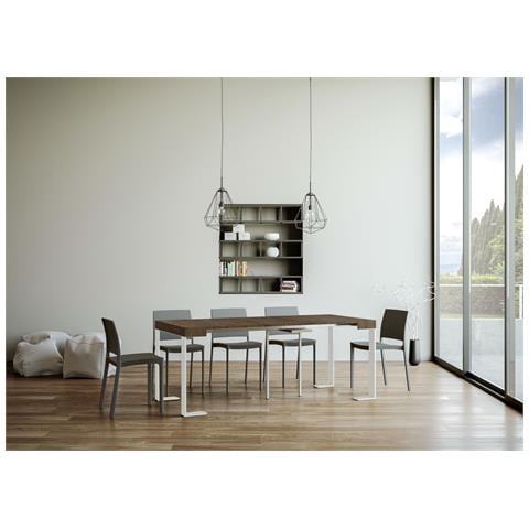 Consolle Allungabile 90x40/300 Cm Tecno Telaio Bianco - Cemento - Foto 2