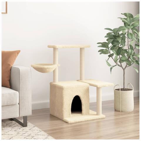 Albero Per Gatti Con Tiragraffi In Sisal Crema 83 Cm - Foto 2