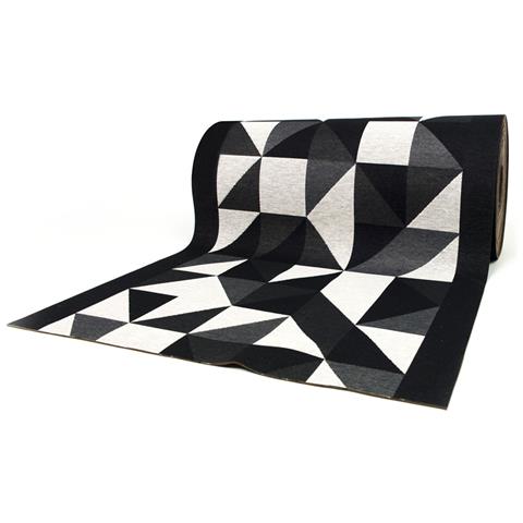 Tappeto Passatoia Cucina Antiscivolo In Tessuto Jacquard Disegno Origami Nero 57x180 Nero - Foto 1