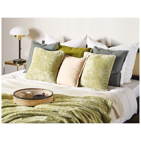 Cuscino Decorativo Pilea Finta Pelliccia 45 X 45 Cm Tinta Unita Verde Chiaro - Foto 1