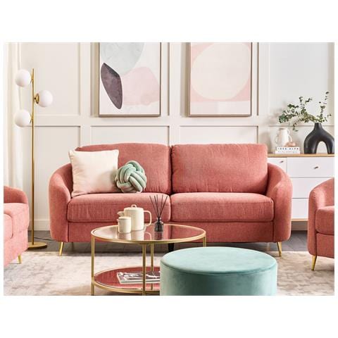 Divano 3 Posti Trosa Tessuto Rosa - Foto 1