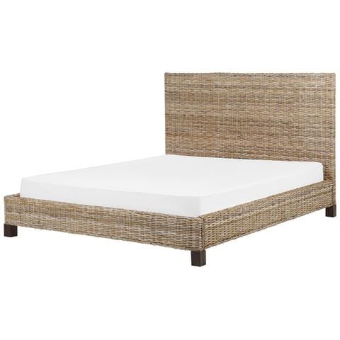 Letto Matrimoniale Rattan Naturale 160 X 200 Cm Salbris - Foto 2