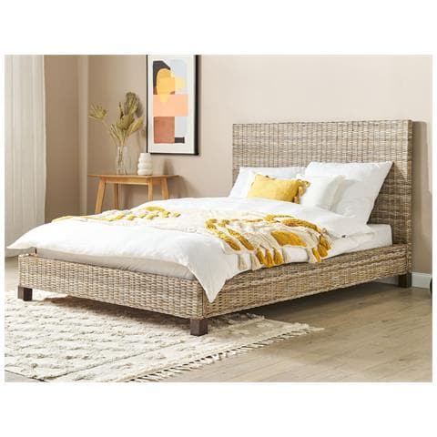 Letto Matrimoniale Rattan Naturale 160 X 200 Cm Salbris - Foto 1