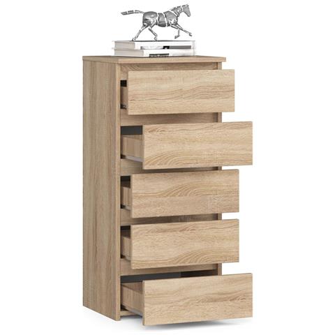 Cassettiera CL5, 5 cassetti, 40x35x92 cm, Colore Sonoma Quercia - Foto 2