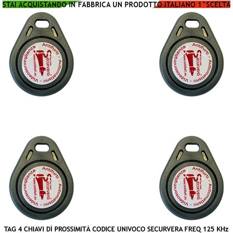 Chiave Di Prossimità 4 Trasponder Alta Sicurezza Codice Univoco Securvera Em-4100 Frequenza 125 Khz Con Foro Portachia - Foto 1
