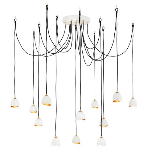 Lampadario Industrial Nordico Nula Acciaio 12 Luci E14 - Foto 1