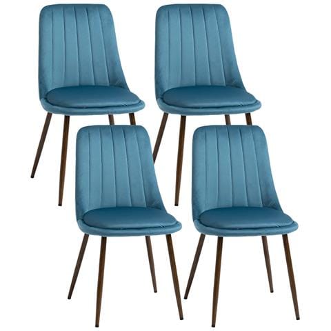 Sedie Da Cucina Imbottite, Set 4 Pezzi In Poliestere E Acciaio, 47x55x86 Cm, Blu - Foto 1