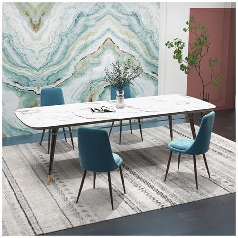 Sedie Da Cucina Imbottite, Set 4 Pezzi In Poliestere E Acciaio, 47x55x86 Cm, Blu - Foto 2