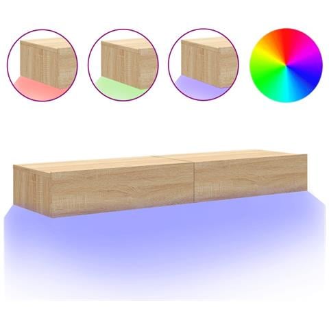 Mobili Porta Tv Con Luci Led 2pz Rovere Sonoma 60x35x15,5 Cm - Foto 2