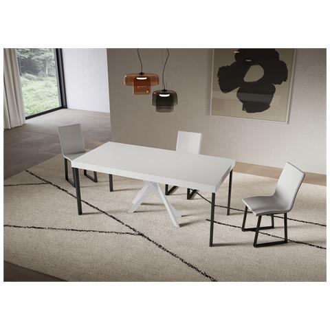 Consolle Allungabile 90x40/300 Cm Saki Premium Bianco Frassino Gambe Bianche - Foto 2