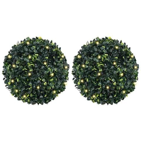 Sfere di Bosso Artificiale con Luci LED 2 pz Verdi 45 cm - Foto 1