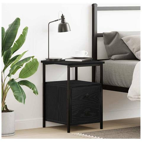 Comodino Rovere Nero 34x35,5x50 cm in Legno Multistrato - Foto 1