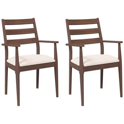 Sedie da Pranzo con Cuscini 2pz Marrone Legno Massello di Hevea - Foto 1