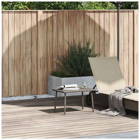 Tavolino Da Giardino Rettangolare Grigio 60x40x37 Cm Polyrattan - Foto 2