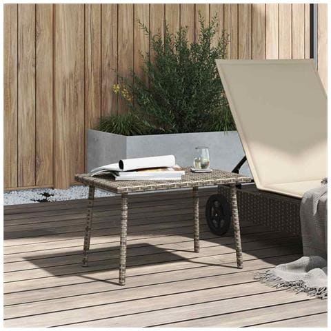 Tavolino Da Giardino Rettangolare Grigio 60x40x37 Cm Polyrattan - Foto 3