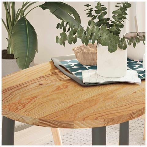 Piano Tavolo Marrone Chiaro 100x50x2cm In Rovere Massello Ovale - Foto 1