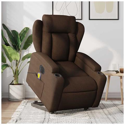 Poltrona Alzapersona Massaggiante Elettrica Marrone Tessuto - Foto 1