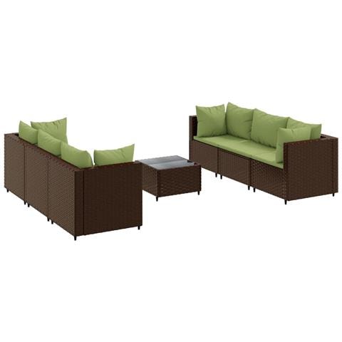Set Divani Da Giardino 7 Pz Con Cuscini In Polyrattan Marrone - Foto 2