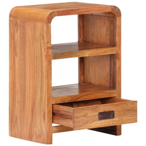 Comodino 40x30x60 Cm In Legno Massello Acacia Finitura Ambra - Foto 1