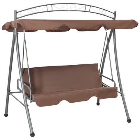 Panchina A Dondolo Per Esterni Convertibile E Baldacchino Caffè - Foto 2