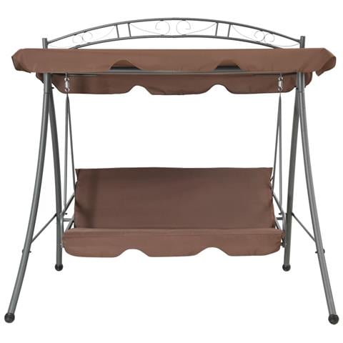 Panchina A Dondolo Per Esterni Convertibile E Baldacchino Caffè - Foto 1