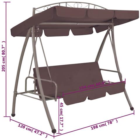 Panchina A Dondolo Per Esterni Convertibile E Baldacchino Caffè - Foto 6