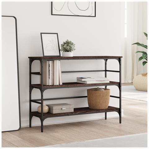 Tavolino Consolle Rovere Marrone 100x32x75 Cm Legno Multistrato - Foto 2