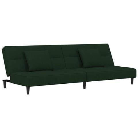 Divano Letto a 2 Posti con 2 Cuscini Verde Scuro in Velluto - Foto 1