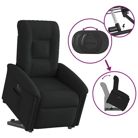 Poltrona Alzapersona Reclinabile Elettrica Nera in Tessuto - Foto 9